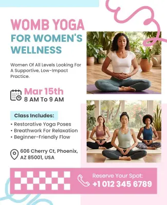 Womb Yoga Event Announcement Flyer Template
