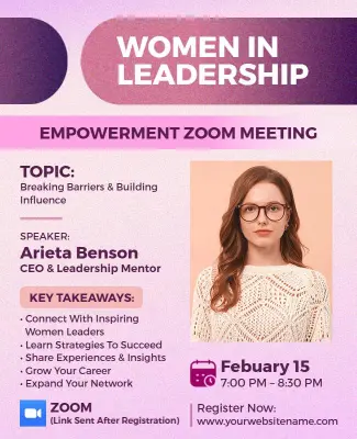 Women in Leadership Empowerment Zoom Meeting Flyer Template