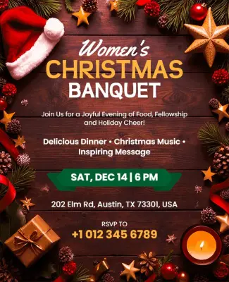 Women's Christmas Banquet Celebration Flyer Template
