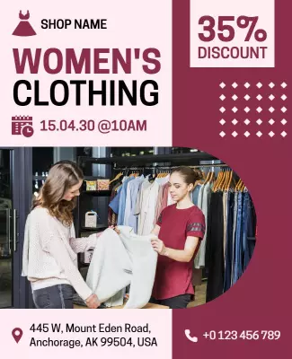 Womens Clothing Store Discount Promotion Flyer Template