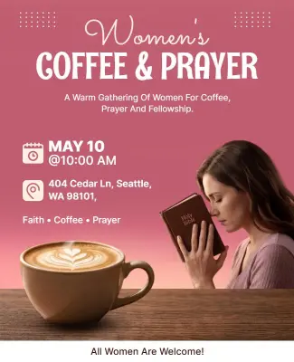 Women's Coffee and Prayer Gathering Flyer Template