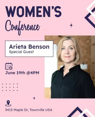 Elegant Pink Women's Conference Guest Speaker Flyer Template