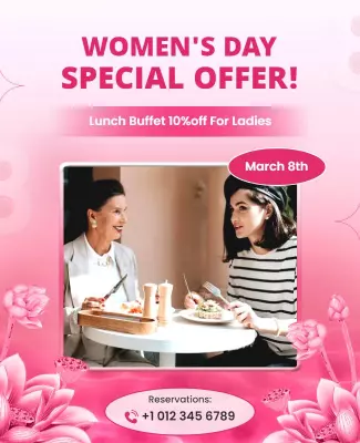 Womens Day Lunch Buffet Promotion Flyer Template