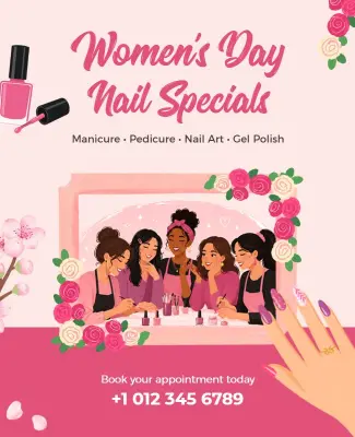 Women's Day Nail Salon Specials Poster Template