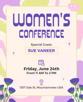 Playful Pastel Women's Conference Event Flyer Template