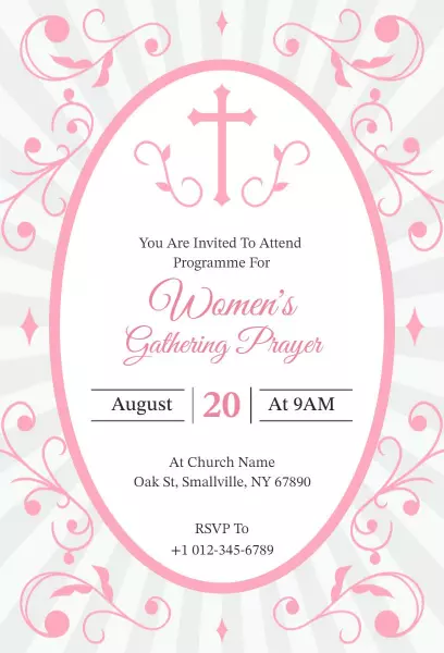 Women's Gathering Prayer Ceremony Church Invitation Template