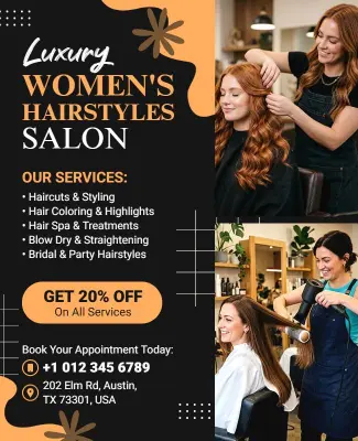 Women's Hairstyles Salon Poster Template