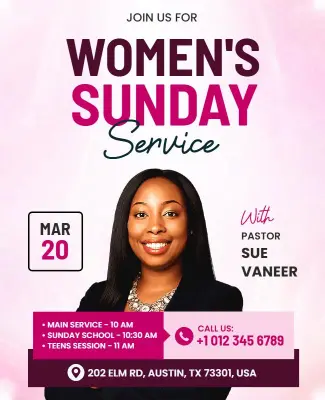 Women's Sunday Church Service Poster Template