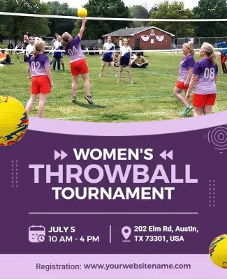 Women's Throwball Tournament Event Flyer Template