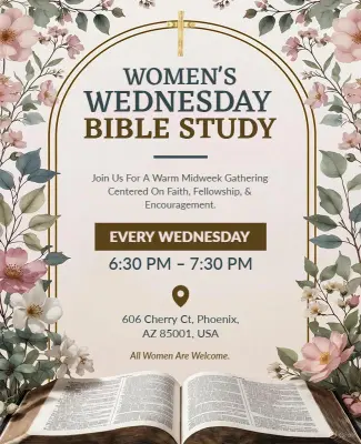 Women's Wednesday Bible Study Weekly Gathering Flyer Template