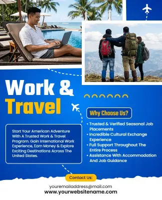 Work and Travel Program Promotional Poster Template