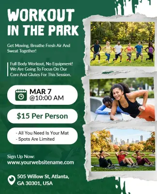 Workout Event in the Park Flyer Template