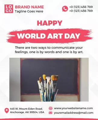 Vibrant Red World Art Day Celebration Flyer Template