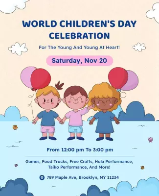 Playful Pastel World Children's Day Celebration Flyer Template