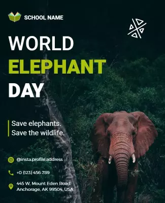 World Elephant Conservation Awareness Flyer Template