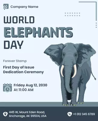 Playful Elephant Design for World Elephants Day Flyer Template