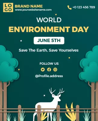 Eco-Friendly Green World Environment Day Awareness Flyer Template