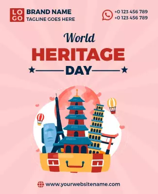 Colorful Cultural Iconic Landmarks Heritage Day Flyer Template