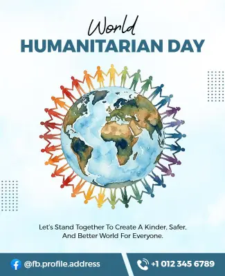 World Humanitarian Day Awareness Celebration Poster Template