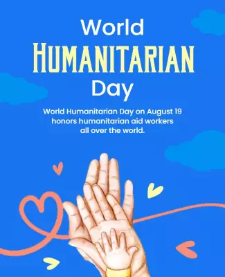 Bright Blue World Humanitarian Day Celebration Flyer Template