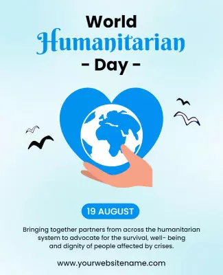 Heartfelt Blue World Humanitarian Day Awareness Flyer Template