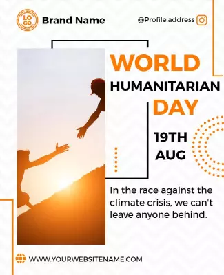 Compassionate Orange Humanitarian Day Awareness Flyer Template