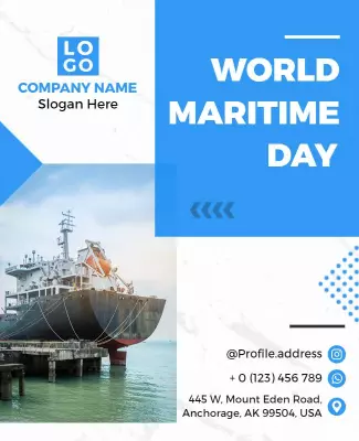Modern Blue Maritime Day Celebration Event Flyer Template