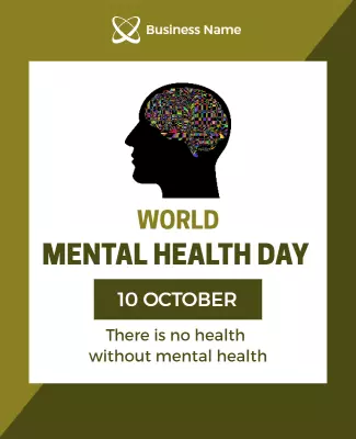 Awareness Green Mental Health Day Support Flyer Template