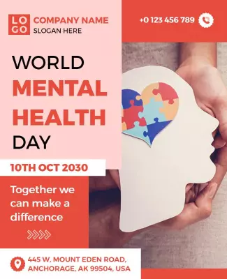 Colorful Puzzle Design for World Mental Health Day Flyer Template