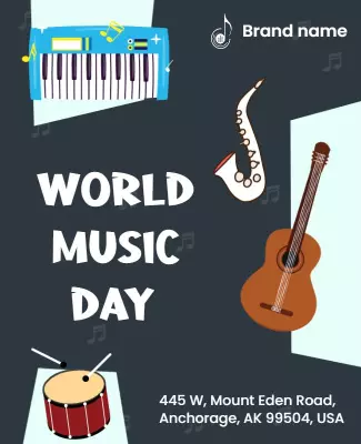 Playful Music Instruments World Music Day Flyer Template