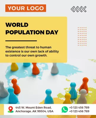 Colorful Geometric World Population Day Awareness Flyer Template