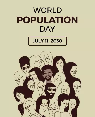 Diverse Minimalist Illustration for World Population Day Flyer Template