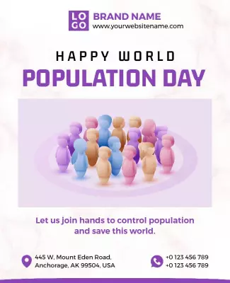 Colorful 3D Community Awareness World Population Day Flyer Template