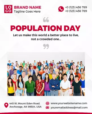 Vibrant Community Focused Population Day Awareness Flyer Template