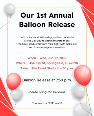 World Sickle Cell Day Balloon Release Flyer Template