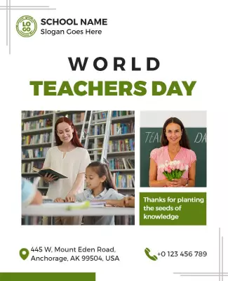 Green Education Celebration for World Teachers Day Flyer Template