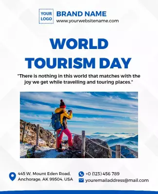 Vibrant Blue World Tourism Day Celebration Flyer Template
