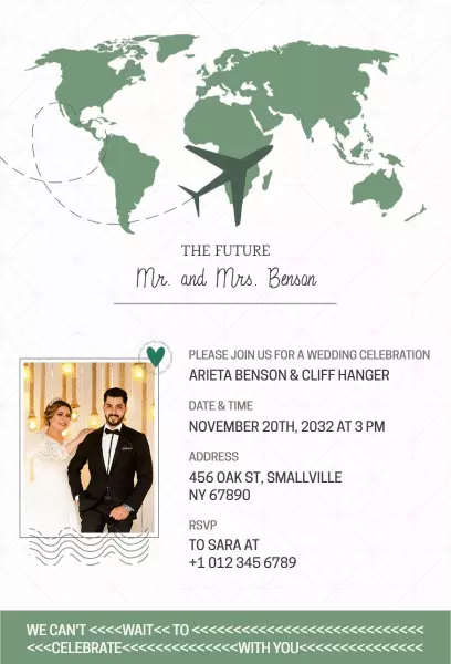 Worldly Adventure Passport Wedding Celebration Invitation Template