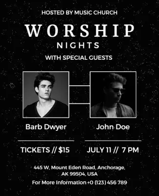 Worship Nights Featuring Special Guests Flyer Template