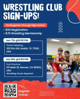 Wrestling Club Sign-up Event Flyer Template
