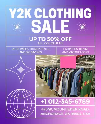 Y2k Clothing Sale Promotional Flyer Template