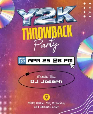 Y2k Throwback Music Party Flyer Template