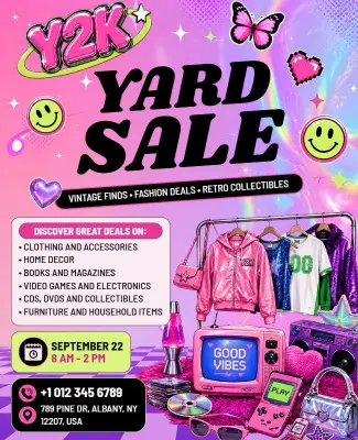 Y2k Yard Sale Event Flyer Template