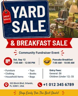 Yard Sale and Breakfast Sale Flyer Template
