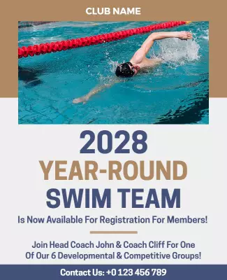 Year Round Swim Team Registration Flyer Template