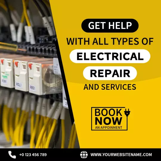 Yellow and Black Electrical Repair Services Appointment Ad Template