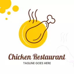 Yellow and Brown Chicken Meal Emblem for Restaurant Logo Template