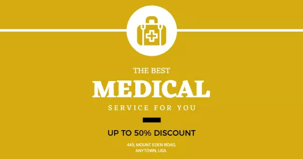 Yellow Background Promoting Affordable Medical Services Banner Template