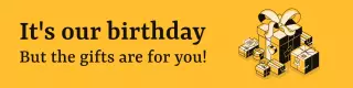Yellow Birthday Celebration with Gift Boxes and Exciting Text Banner Template