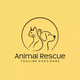 Yellow Circular Design Highlighting Caring Animal Rescue Logo Template